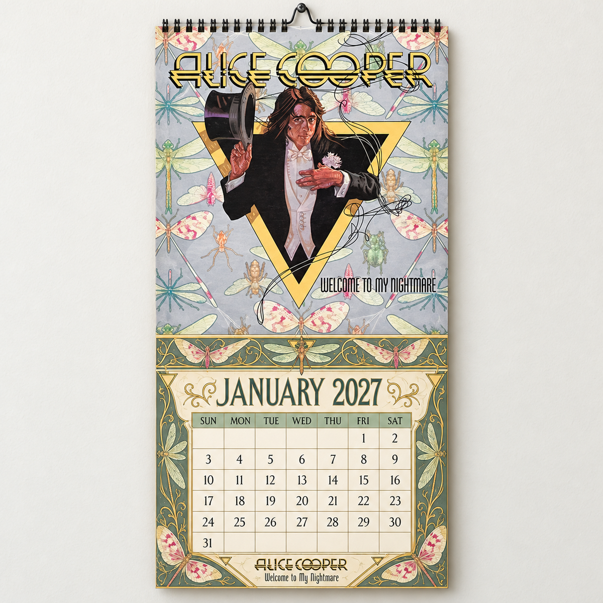 2027 Alice Cooper Album Covers Wall Calendar - Spiral Bound Vintage Shock Rock Collector's Calendar - Unique Christmas Stocking Stuffer & Birthday Gift