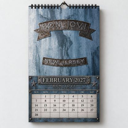 Bon Jovi 2027 Album Covers Calendar - 12 Month Hanging Rock Wall Decor, Perfect Gift for Classic Rock Fans