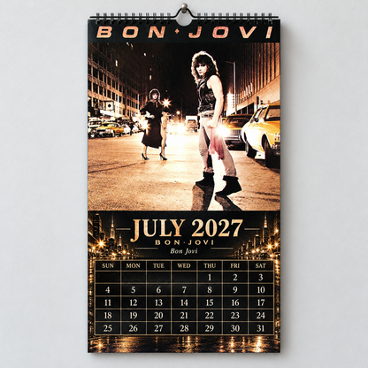 Bon Jovi 2027 Album Covers Calendar - 12 Month Hanging Rock Wall Decor, Perfect Gift for Classic Rock Fans