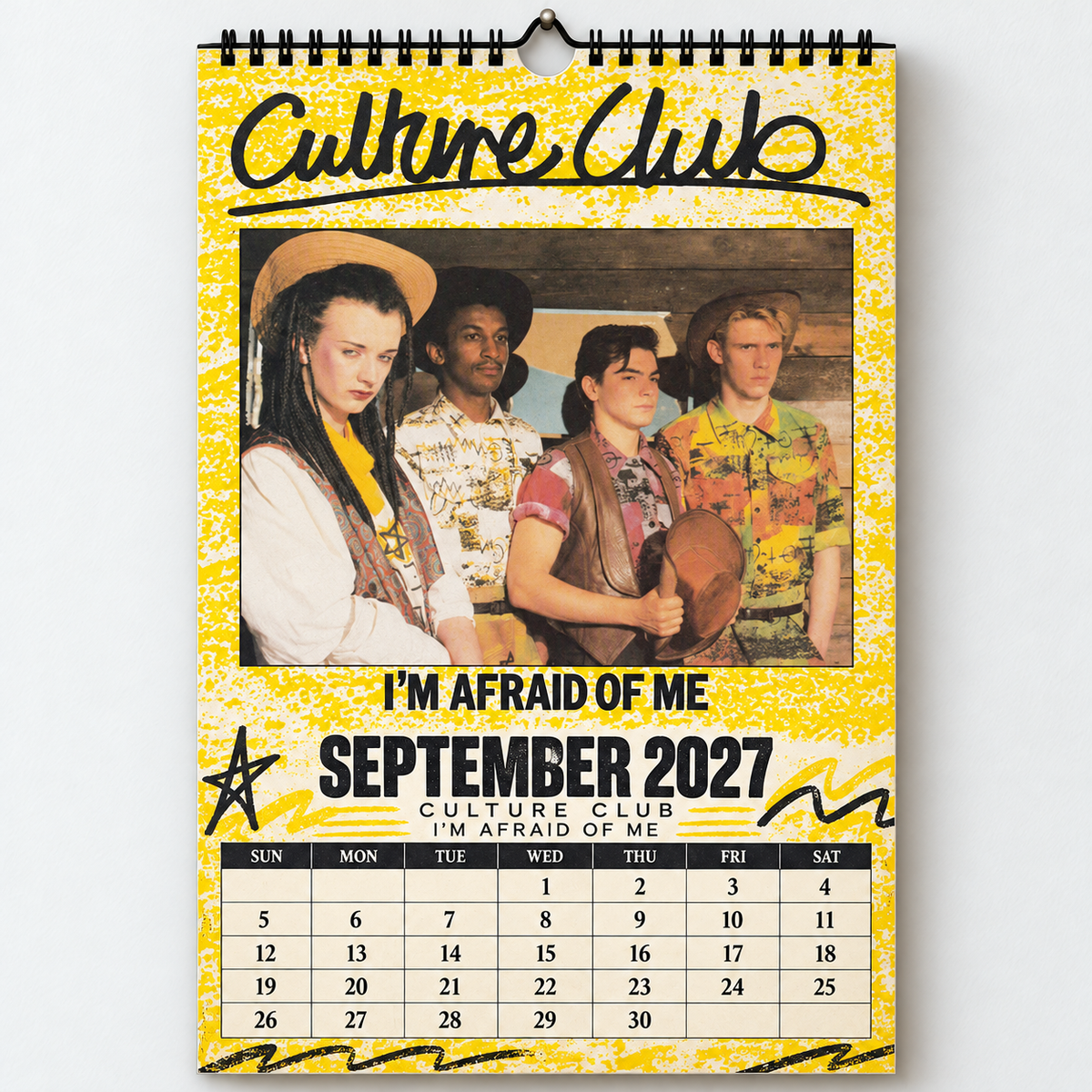 2027 Culture Club Album Cover Wall Calendar – Boy George 80s Pop Music Calendar, Retro New Wave Decor, Nostalgic Gift for Fans
