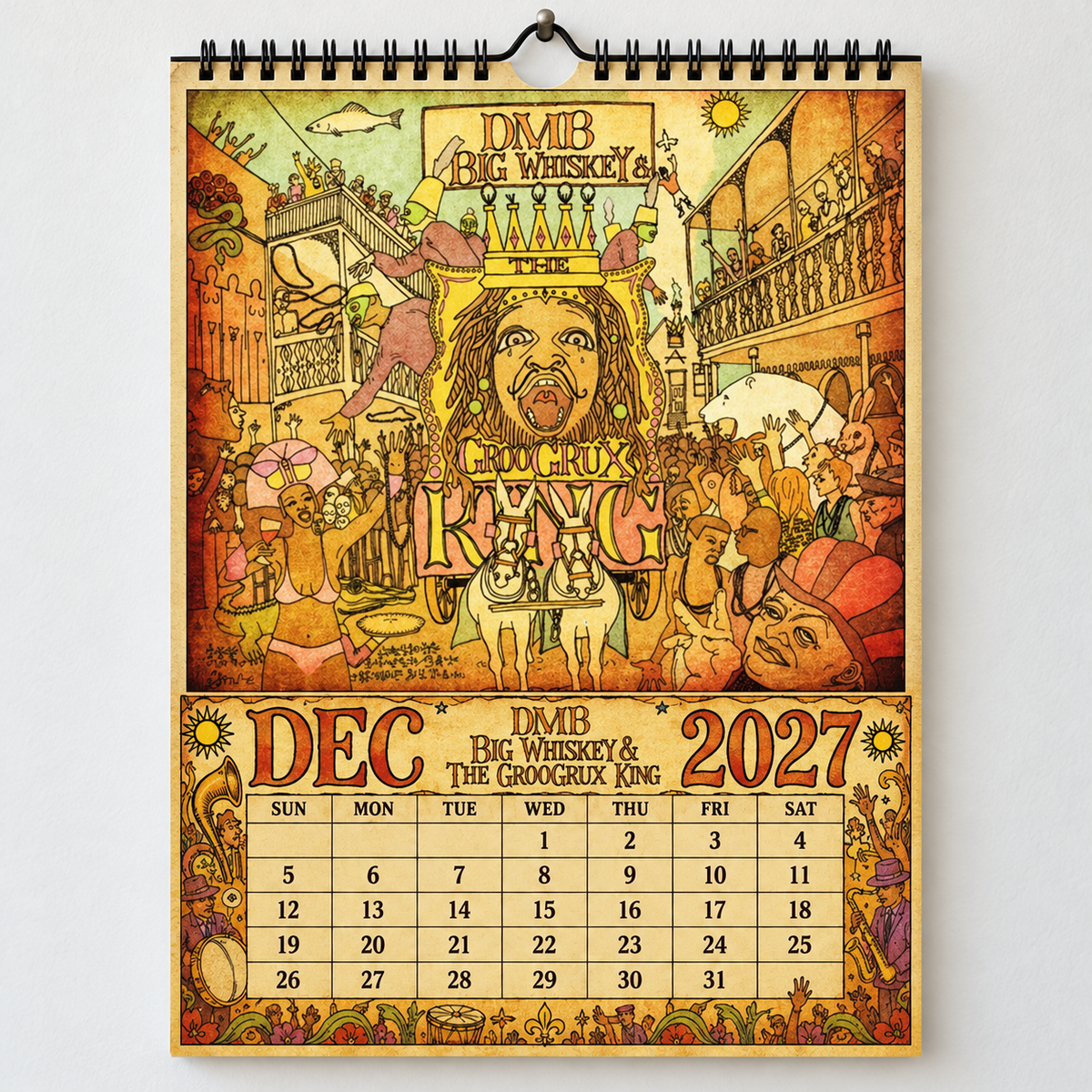 2027 Dave Matthews Band Album Covers Calendar – DMB Wall Calendar, Vintage Rock Music Collage