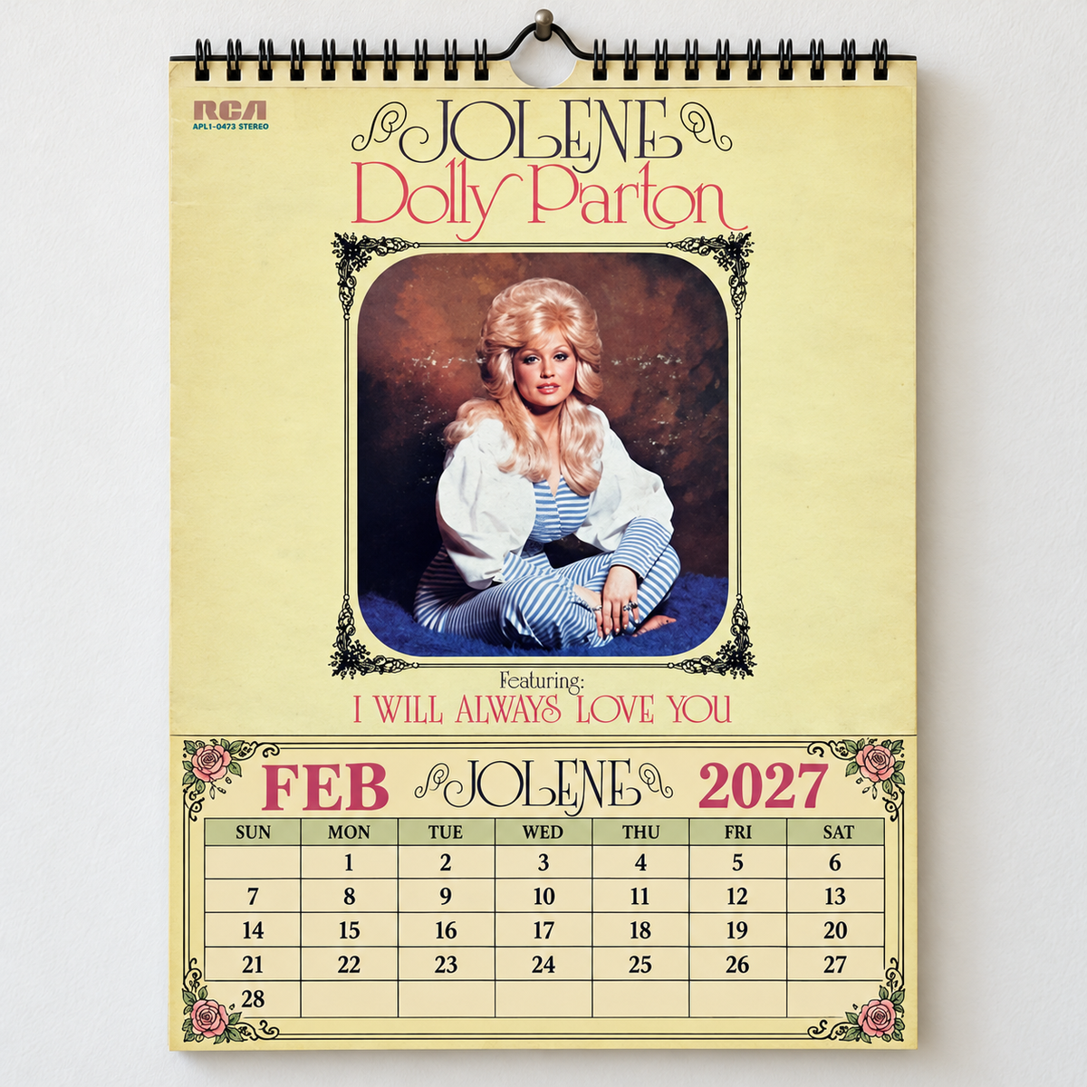 2027 Dolly Parton Album Covers Calendar – Country Music Wall Calendar, Vintage Dolly Parton Collage