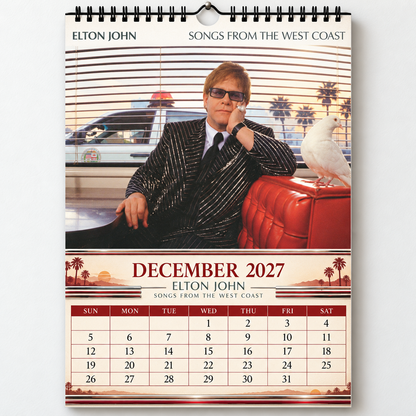 Elton John 2027 Wall Calendar - Classic Album Covers & Single Art Collage | 12-Month Music Memorabilia & Office Decor