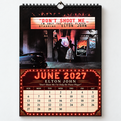 Elton John 2027 Wall Calendar - Classic Album Covers & Single Art Collage | 12-Month Music Memorabilia & Office Decor