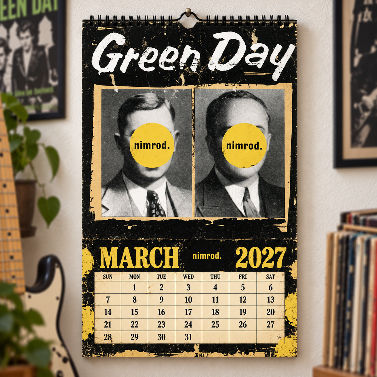 Green Day 2027 Wall Calendar - Album Cover Collage & Punk Rock Art | Premium Music Fan Gift & Hanging Decor