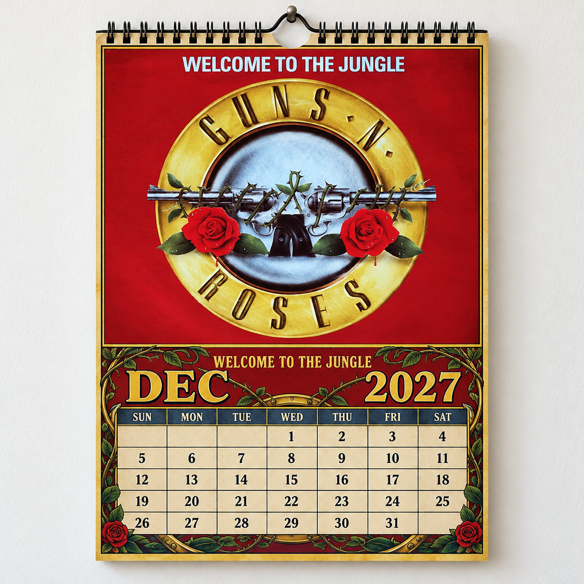 2027 Guns N' Roses Album Covers Calendar – Vintage Hard Rock Wall Calendar, GNR Music Collage