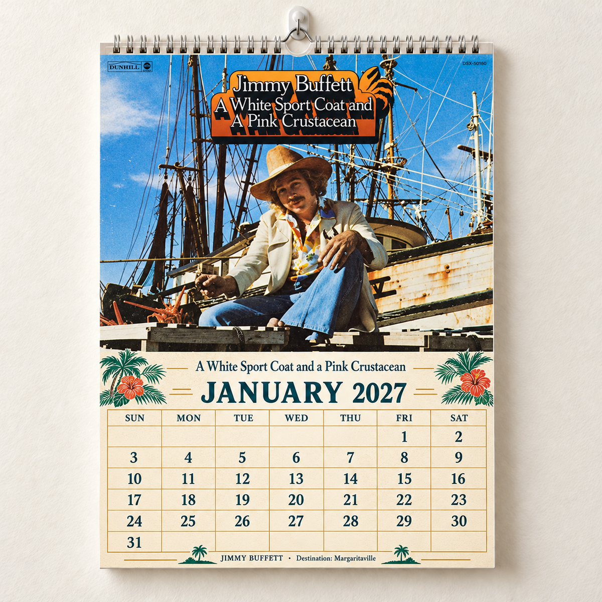 2027 Jimmy Buffett Album Covers Calendar – Margaritaville Tropical Wall Calendar, Vintage Album Covers Collage