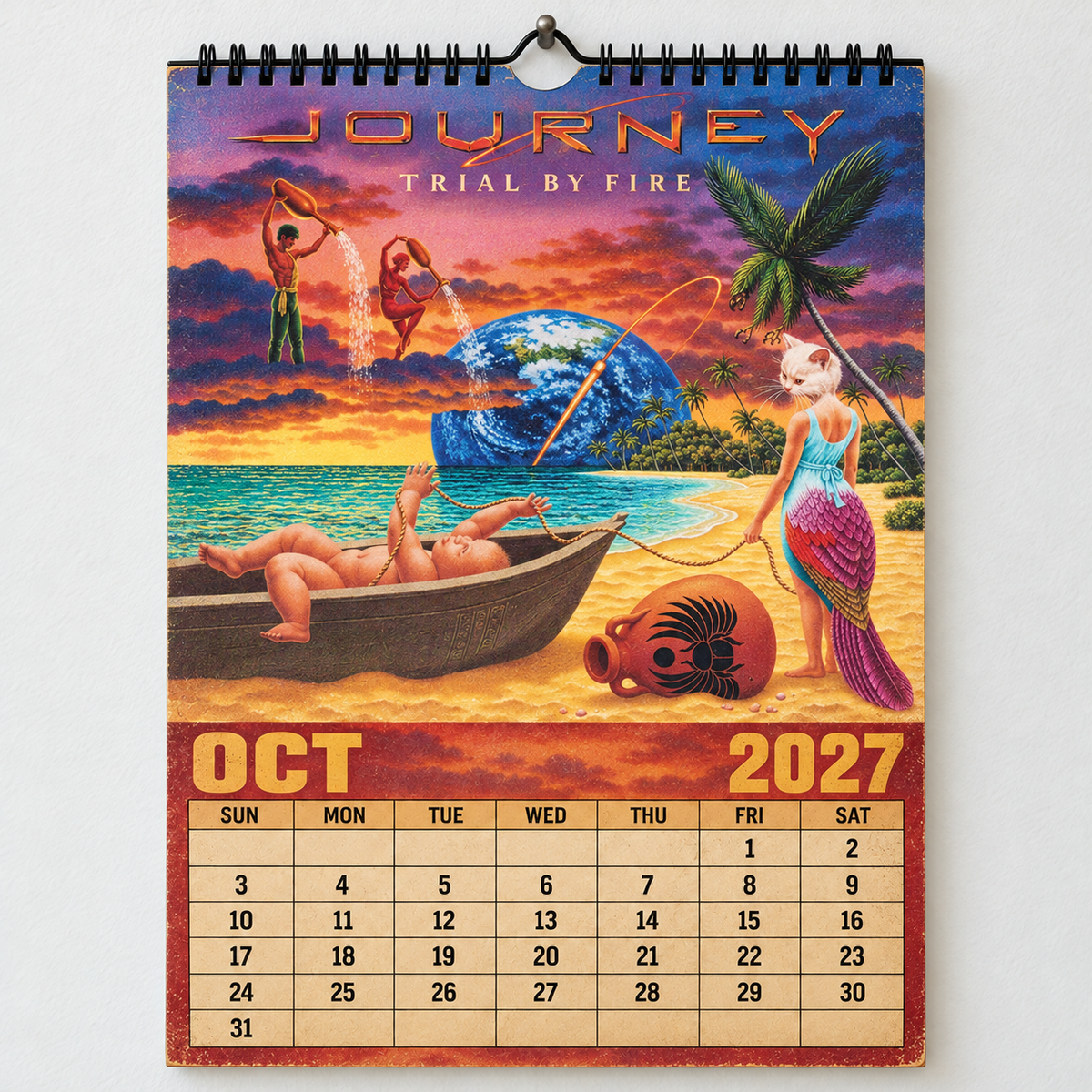 2027 Journey Album Covers Calendar – Classic Rock Wall Calendar, Vintage Journey Music Collage