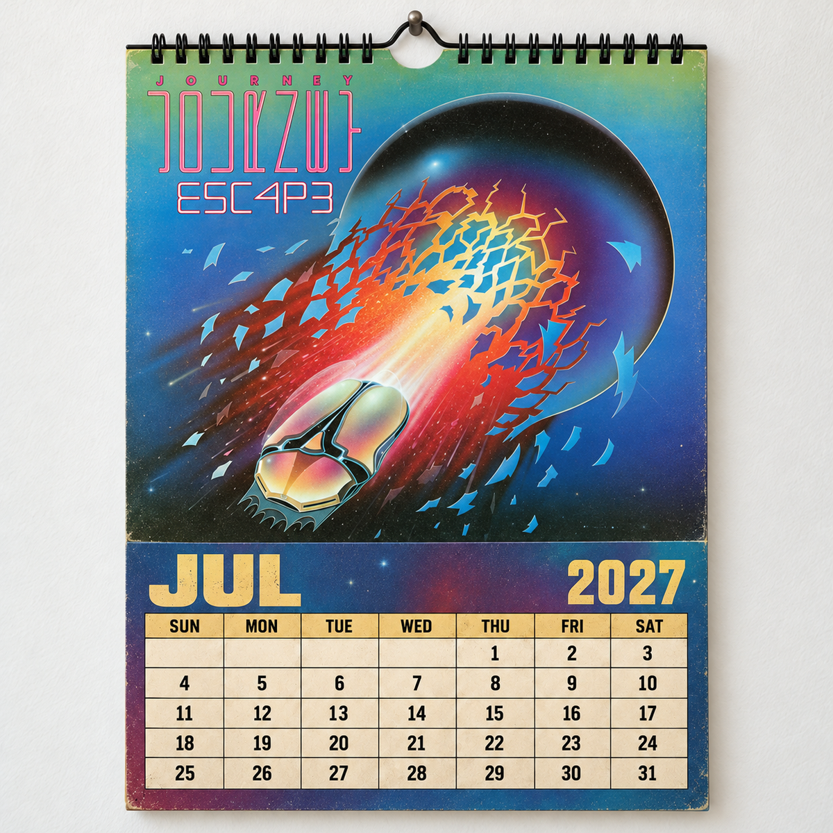 2027 Journey Album Covers Calendar – Classic Rock Wall Calendar, Vintage Journey Music Collage