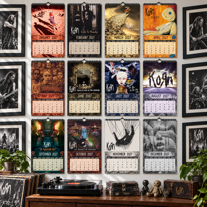 2027 Korn Album Cover Wall Calendar – Nu Metal Rock Music Calendar, Alternative Metal Band Decor, Nostalgic Gift for Korn Fans