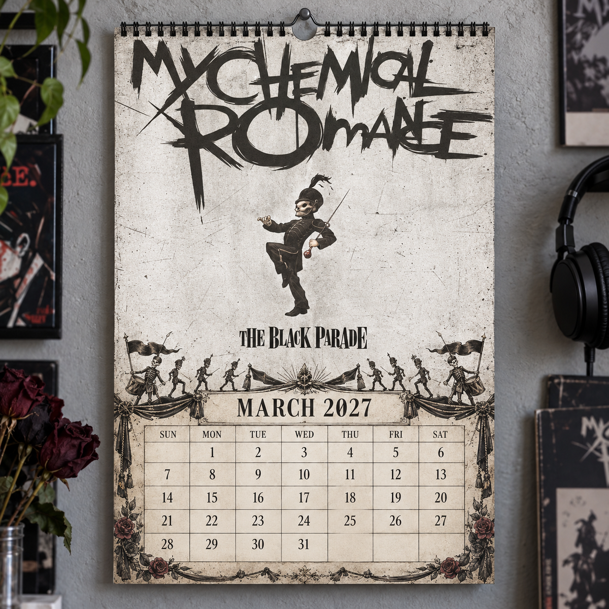 My Chemical Romance 2027 Album Covers Wall Calendar - Emo Rock Album Art Poster Calendar, Rock Music Fan Holiday Gift