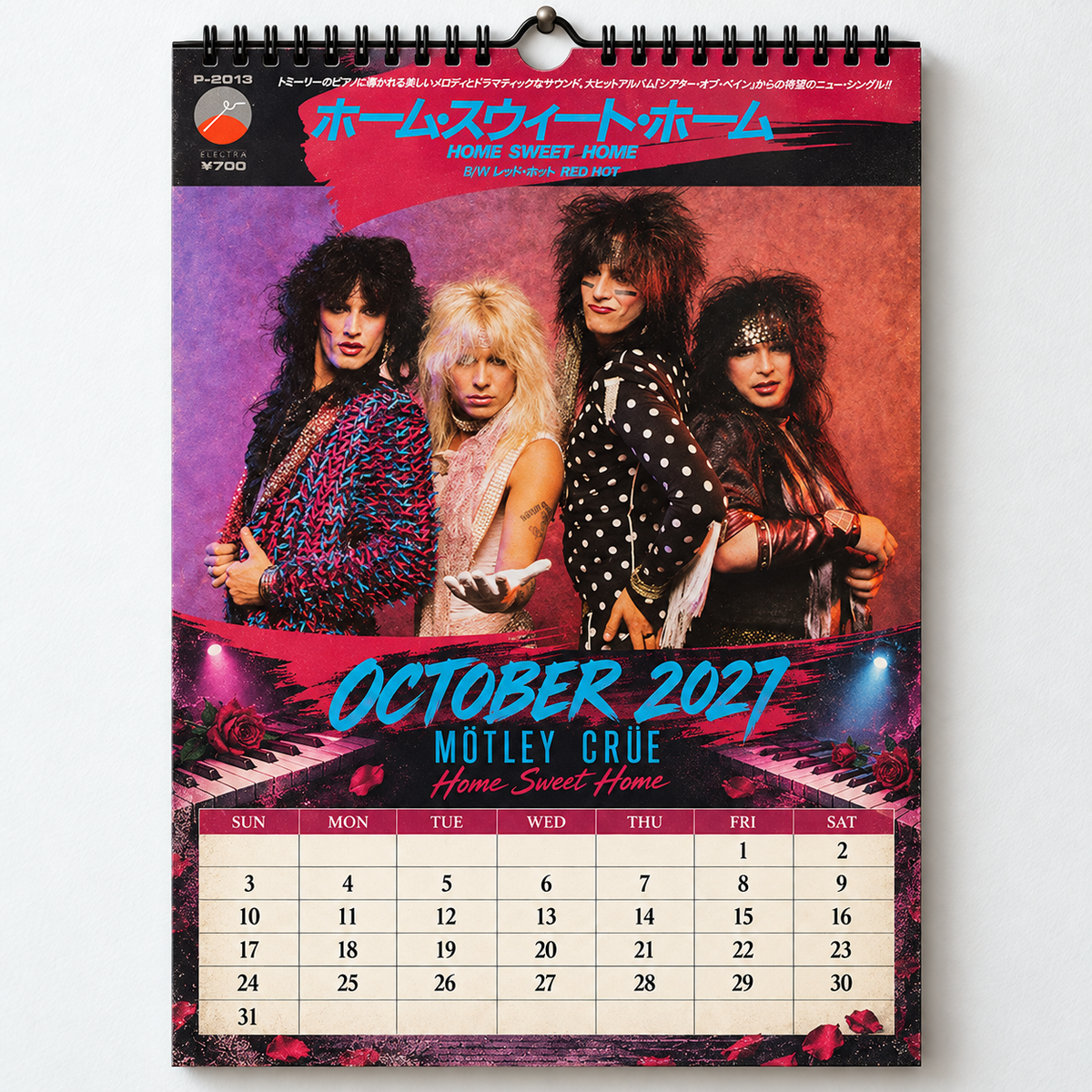 2027 Mötley Crüe Album Cover Wall Calendar – Vintage Heavy Metal & Glam Rock Music Calendar, 80s Rock Fan Gift