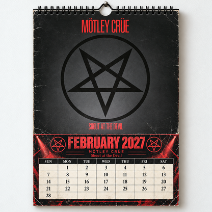 2027 Mötley Crüe Album Cover Wall Calendar – Vintage Heavy Metal & Glam Rock Music Calendar, 80s Rock Fan Gift