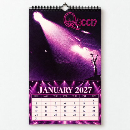 2027 Queen Album Cover Wall Calendar – Freddie Mercury Classic Rock Music Calendar, Bohemian Rhapsody, Vintage Queen Band Fan Gift