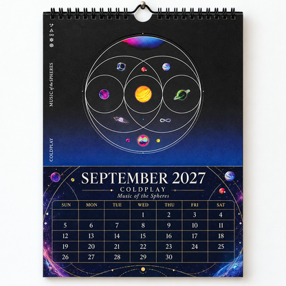 Coldplay 2027 Album Covers Calendar - 12 Month Hanging Wall Decor, Premium Music Fan Gift & Hanging Wall Decor