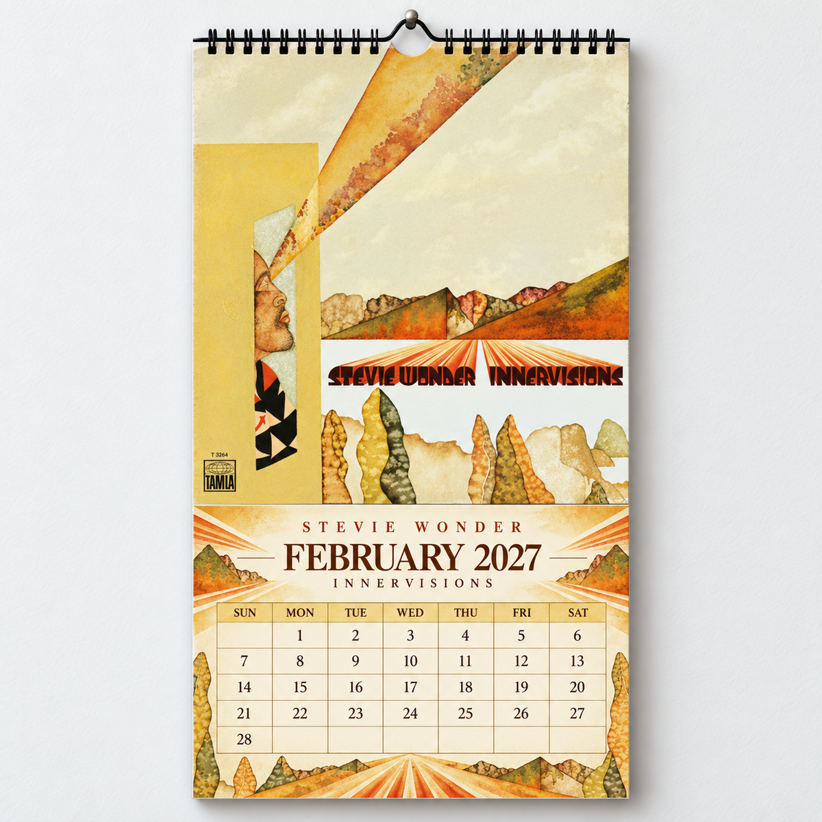 Stevie Wonder 2027 Wall Calendar - Album Cover Collage & Soul Discography Art | Premium Music Fan Gift & Hanging Decor