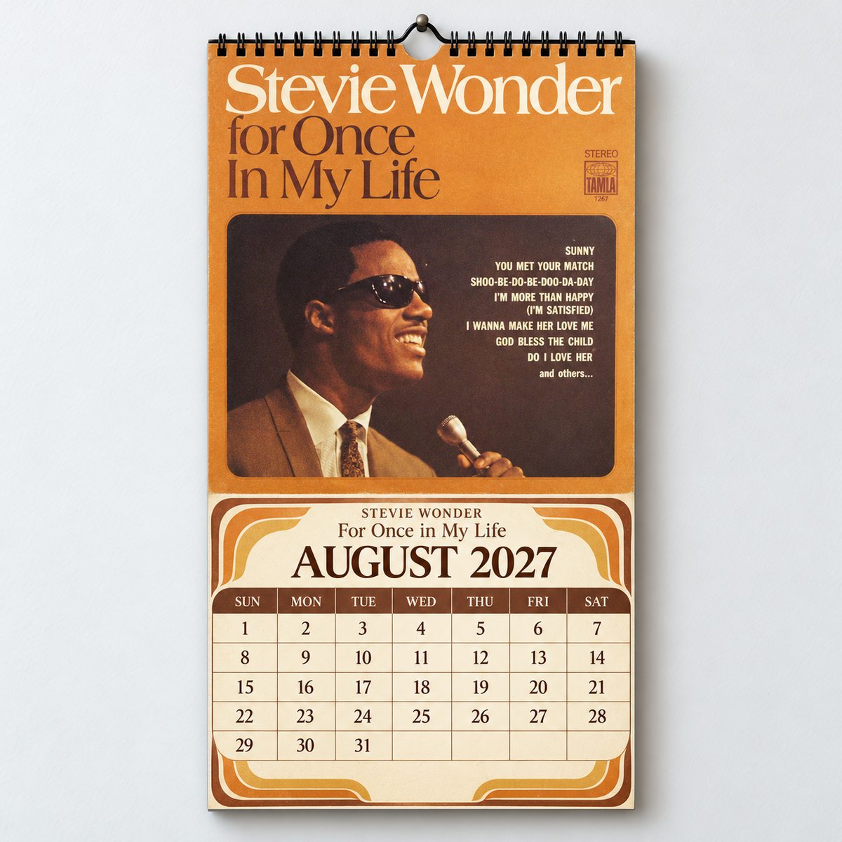 Stevie Wonder 2027 Wall Calendar - Album Cover Collage & Soul Discography Art | Premium Music Fan Gift & Hanging Decor