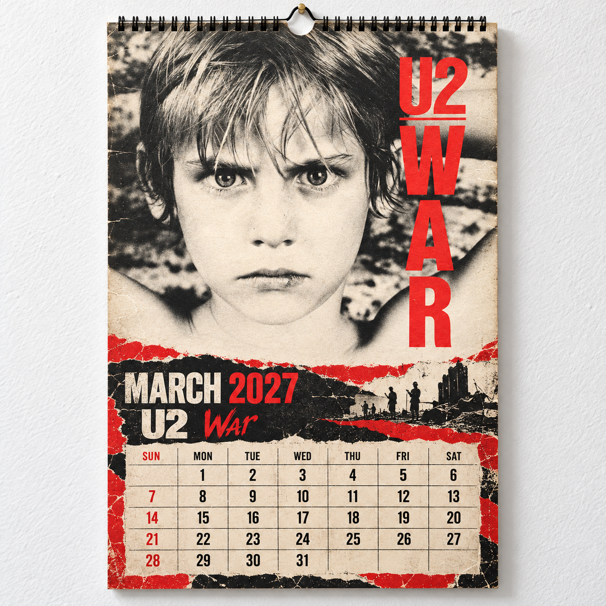2027 U2 Album Covers Wall Calendar - Spiral Bound Vintage Alternative Rock Collector's Calendar - Unique Christmas Stocking Stuffer & Birthday Gift