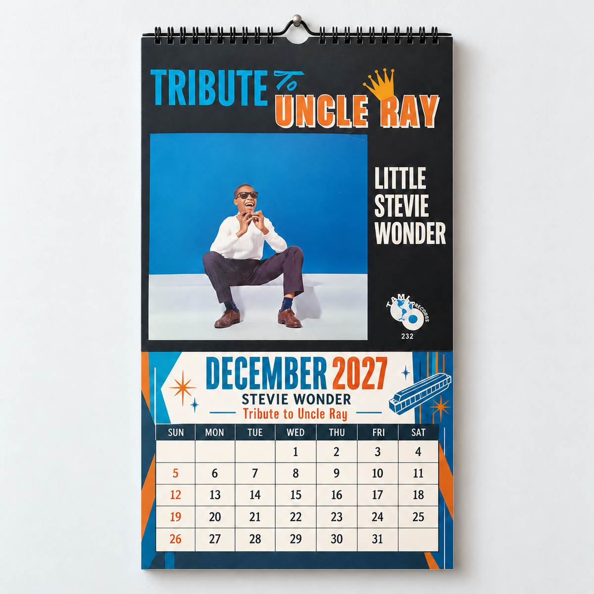 Stevie Wonder 2027 Wall Calendar - Album Cover Collage & Soul Discography Art | Premium Music Fan Gift & Hanging Decor