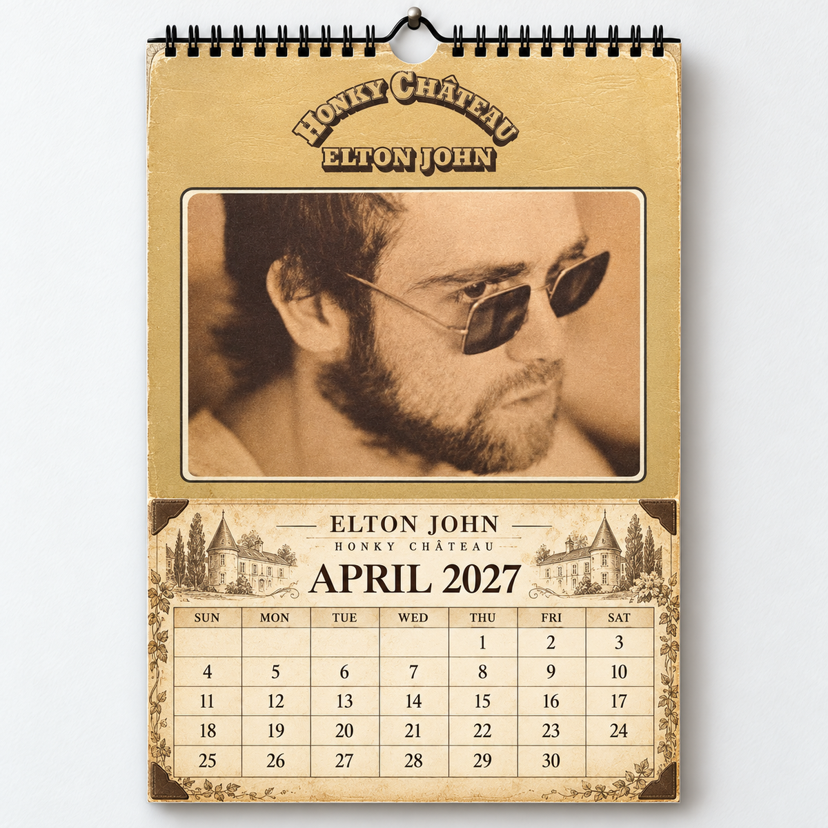 Elton John 2027 Wall Calendar - Classic Album Covers & Single Art Collage | 12-Month Music Memorabilia & Office Decor