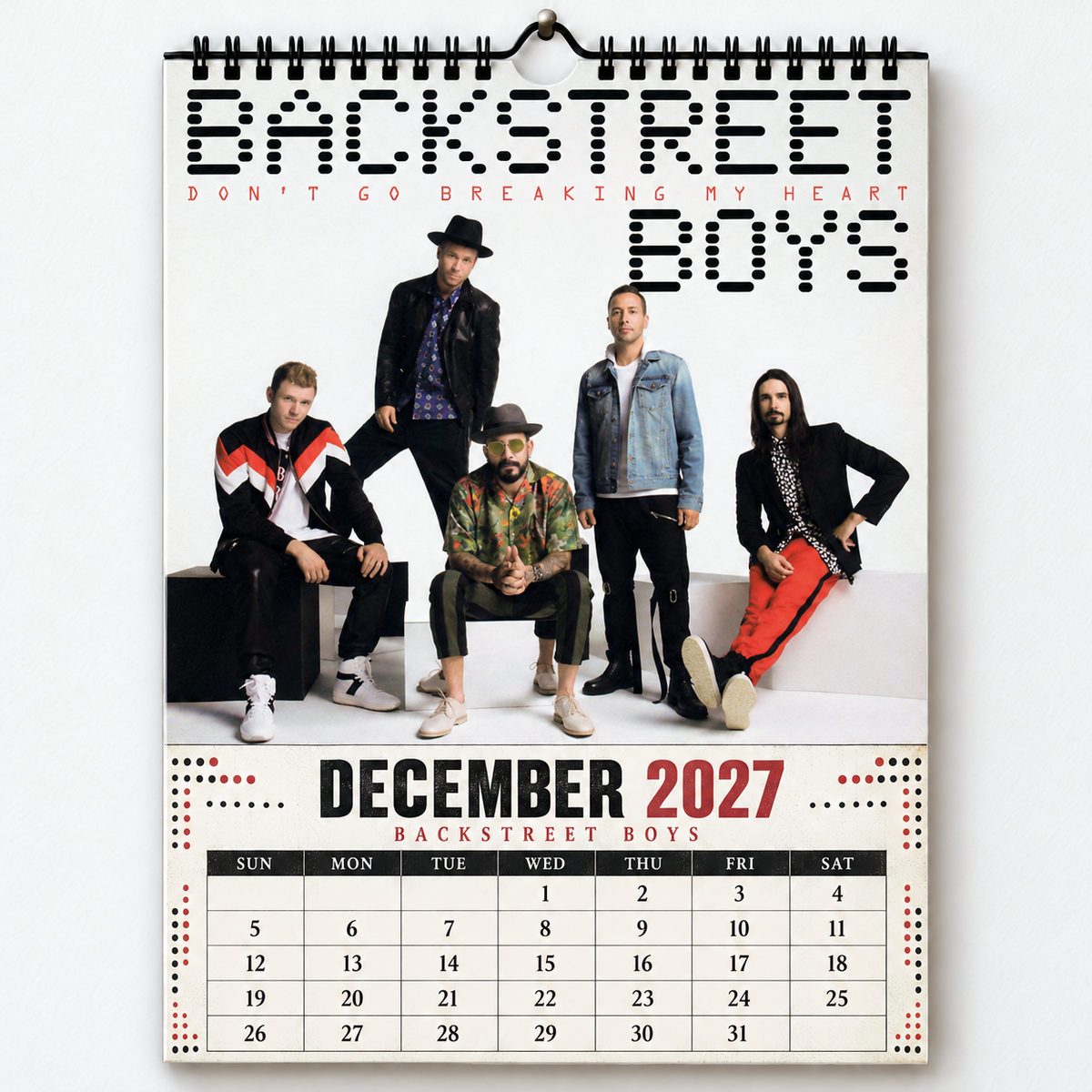 Backstreet Boys 2027 Album Covers Wall Calendar – A Year of I Want It That Way Memories, Vintage Boy Band Album Covers, 90s Pop Music Nostalgia,
