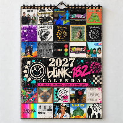 Blink-182 2027 Album Covers Wall Calendar - Pop Punk Album Art Poster Calendar, Rock Music Merchandise Fan Holiday Gift