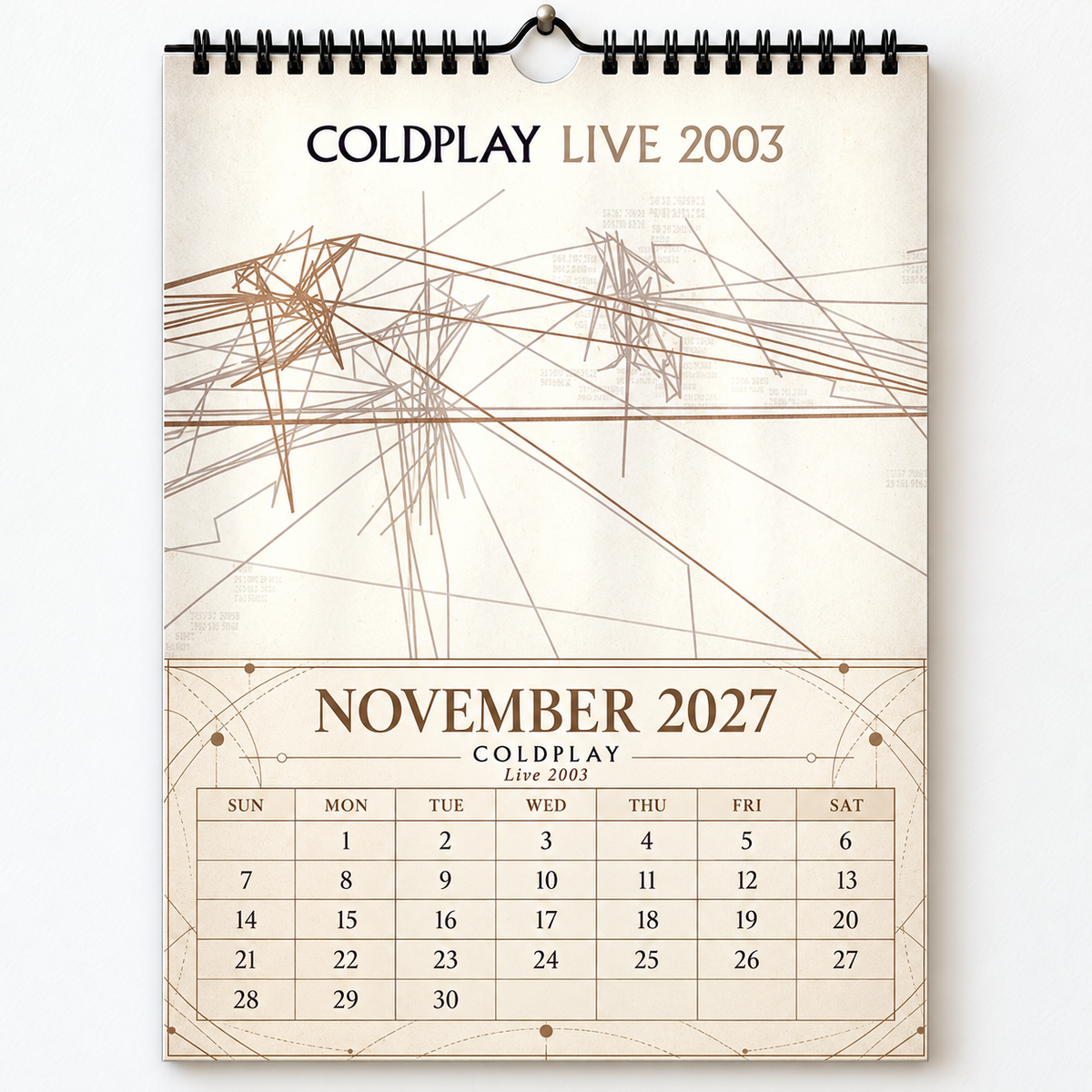 Coldplay 2027 Album Covers Calendar - 12 Month Hanging Wall Decor, Premium Music Fan Gift & Hanging Wall Decor