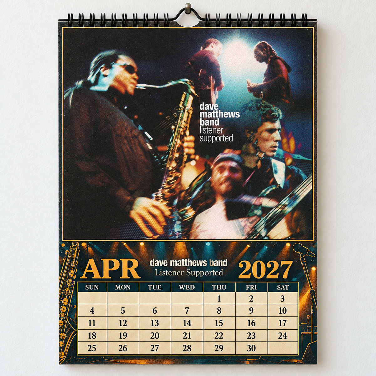 2027 Dave Matthews Band Album Covers Calendar – DMB Wall Calendar, Vintage Rock Music Collage