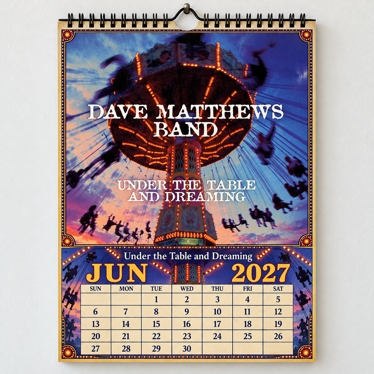 2027 Dave Matthews Band Album Covers Calendar – DMB Wall Calendar, Vintage Rock Music Collage