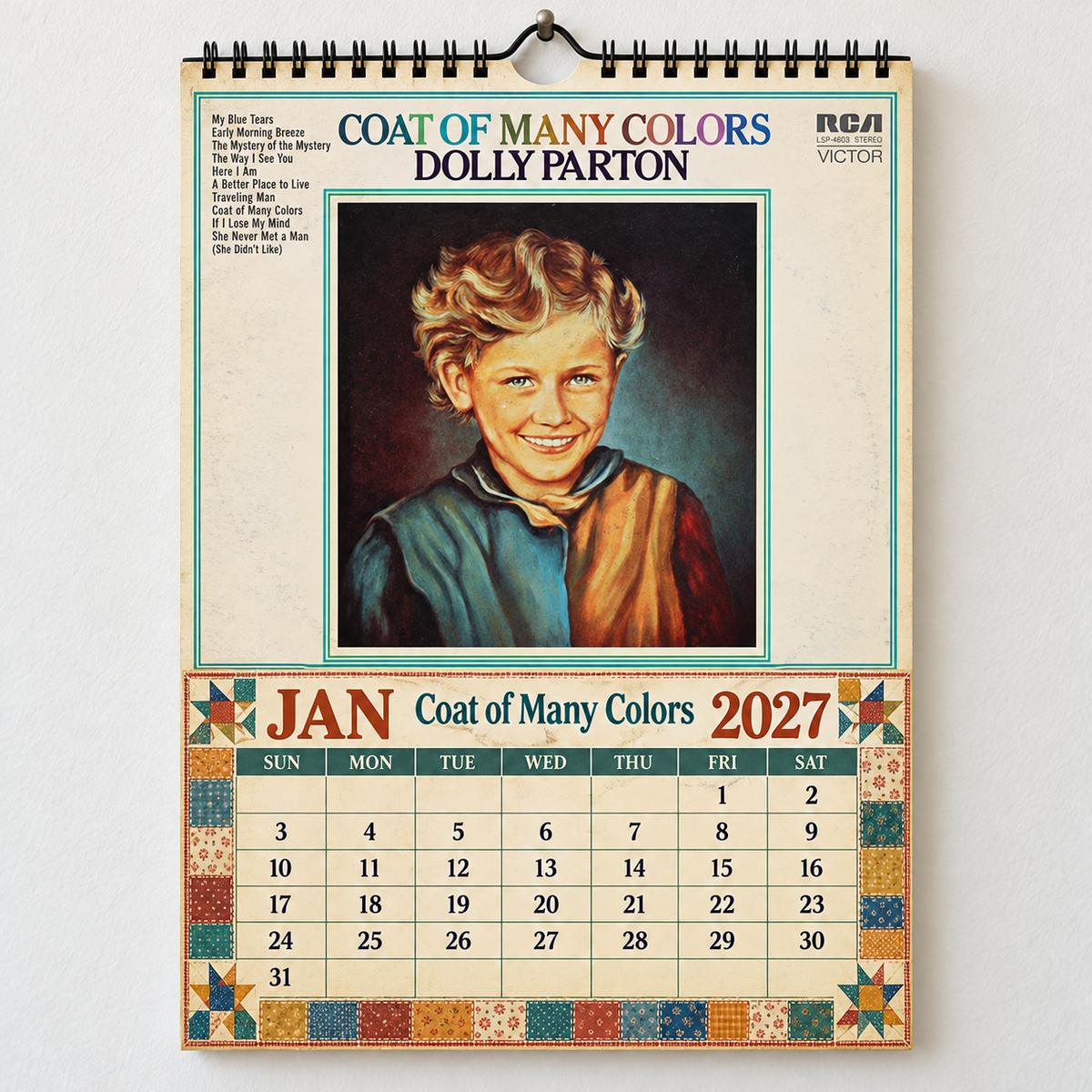 2027 Dolly Parton Album Covers Calendar – Country Music Wall Calendar, Vintage Dolly Parton Collage