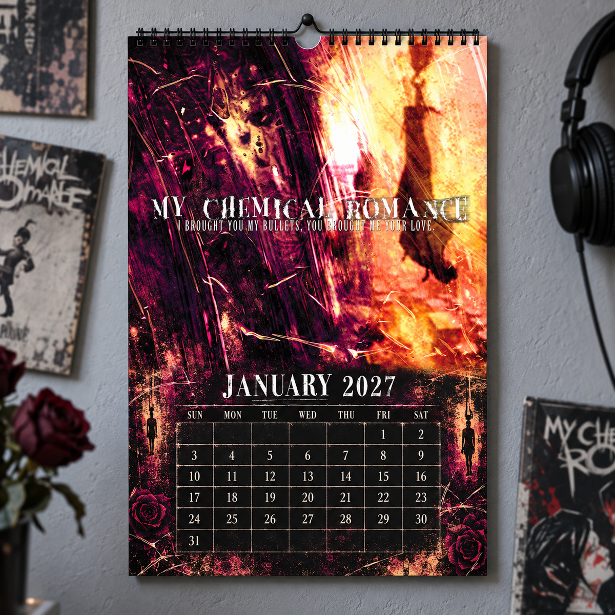 My Chemical Romance 2027 Album Covers Wall Calendar - Emo Rock Album Art Poster Calendar, Rock Music Fan Holiday Gift