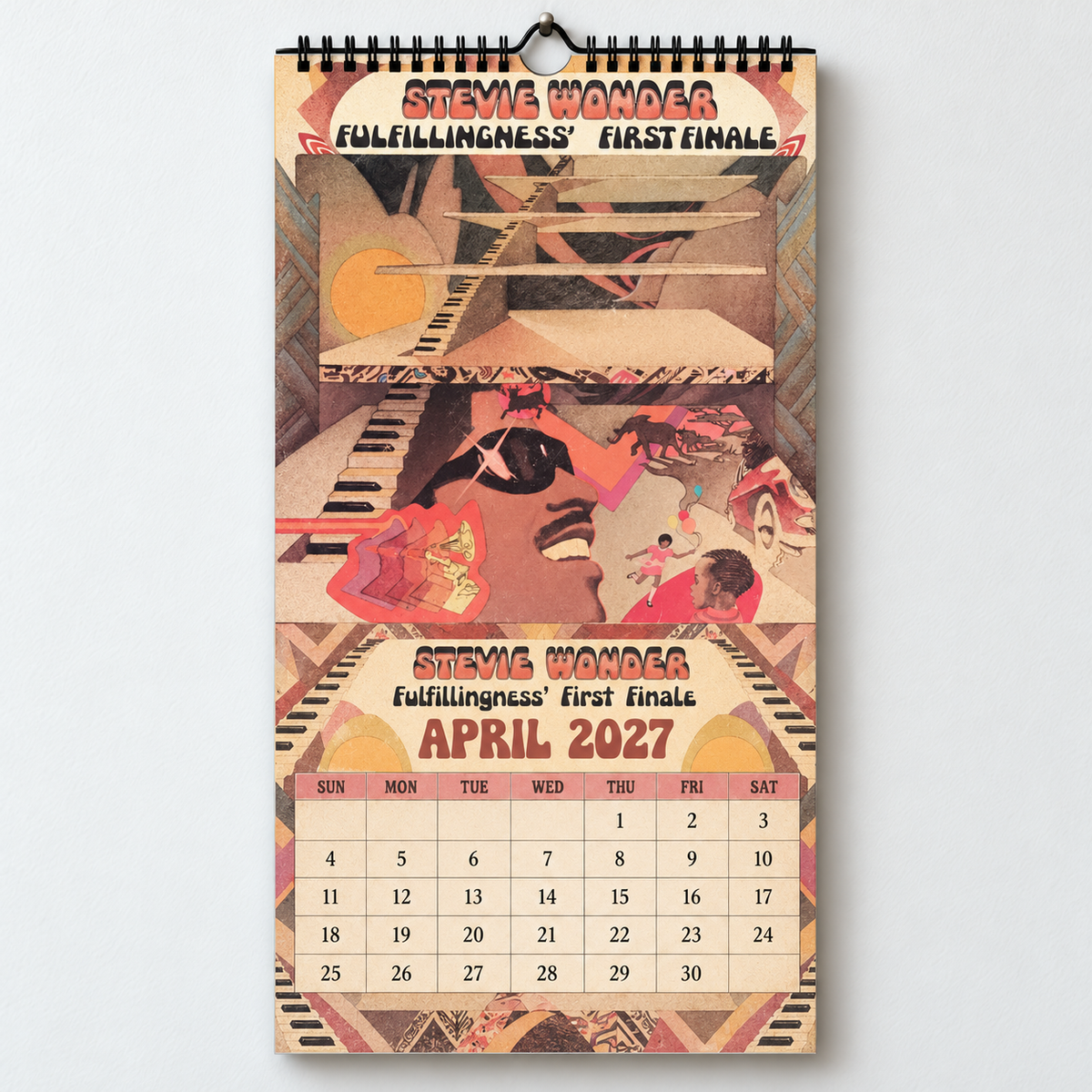 Stevie Wonder 2027 Wall Calendar - Album Cover Collage & Soul Discography Art | Premium Music Fan Gift & Hanging Decor