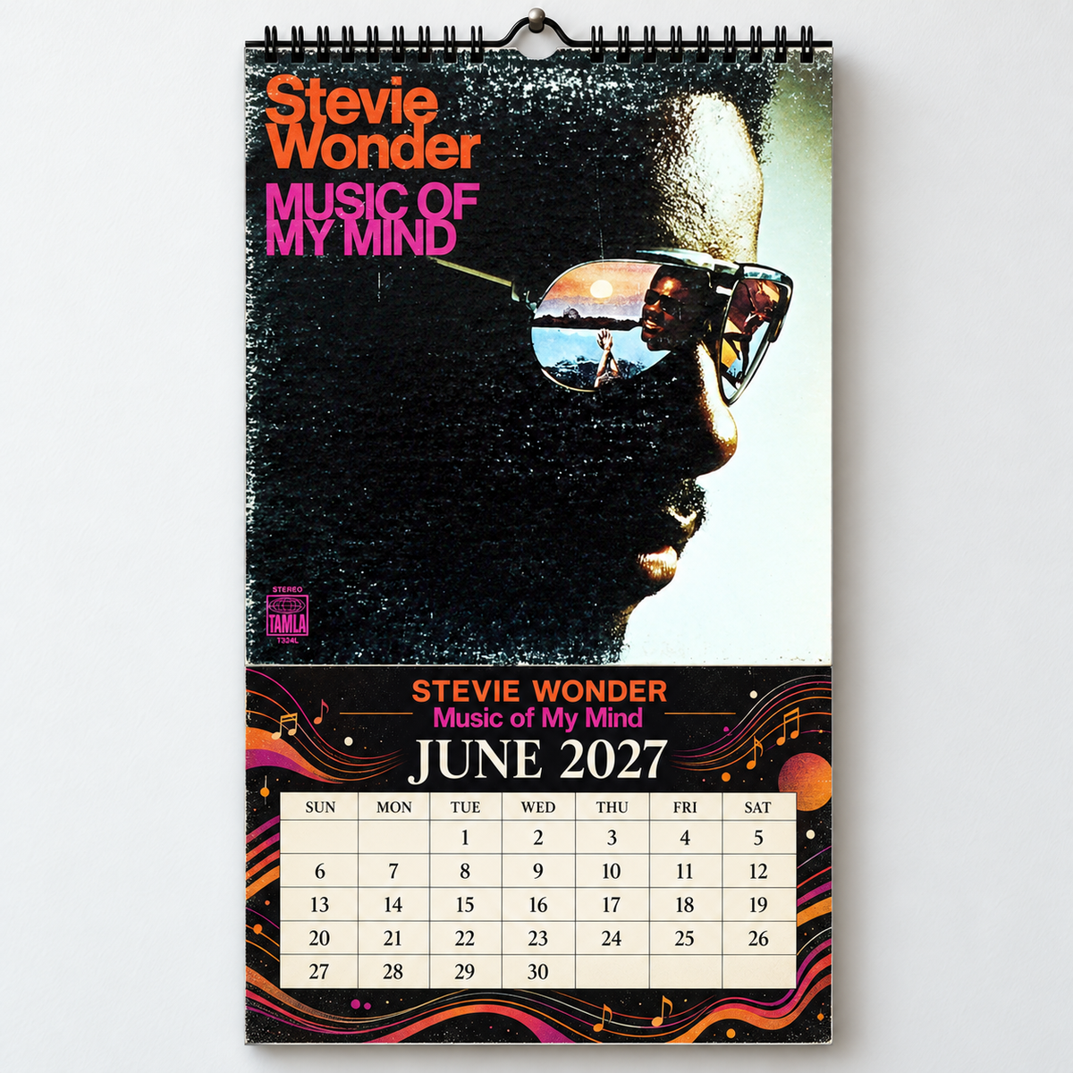 Stevie Wonder 2027 Wall Calendar - Album Cover Collage & Soul Discography Art | Premium Music Fan Gift & Hanging Decor