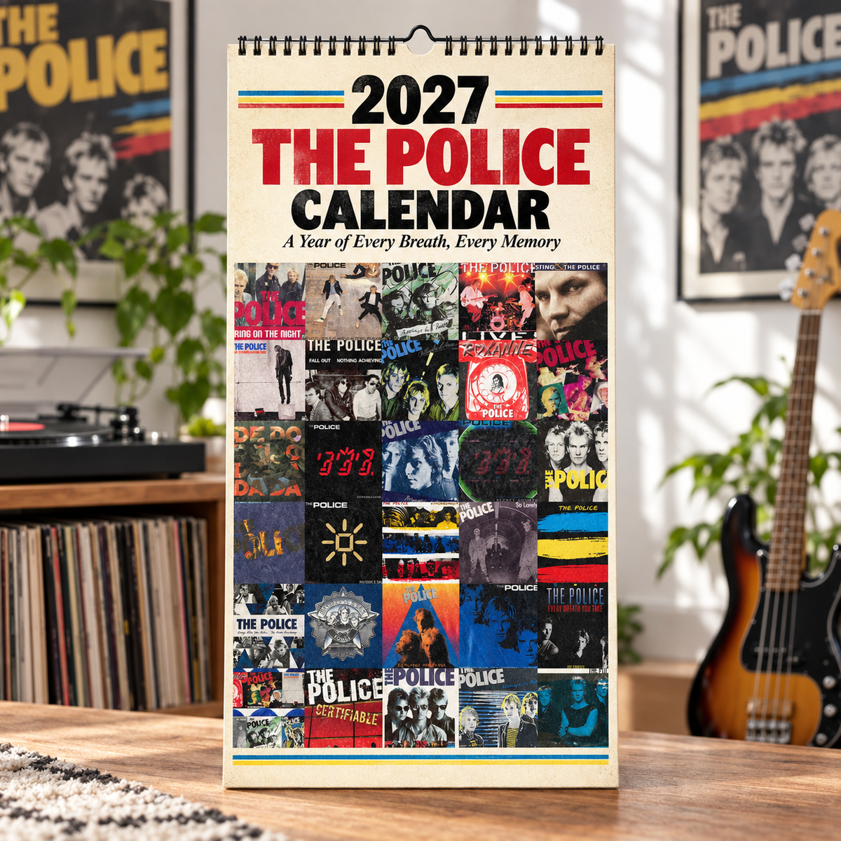 The Police 2027 Wall Calendar - Album Cover Collage & New Wave Discography Art | Rock Fan Gift & Hanging Decor