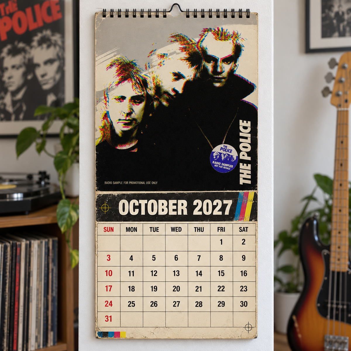 The Police 2027 Wall Calendar - Album Cover Collage & New Wave Discography Art | Rock Fan Gift & Hanging Decor