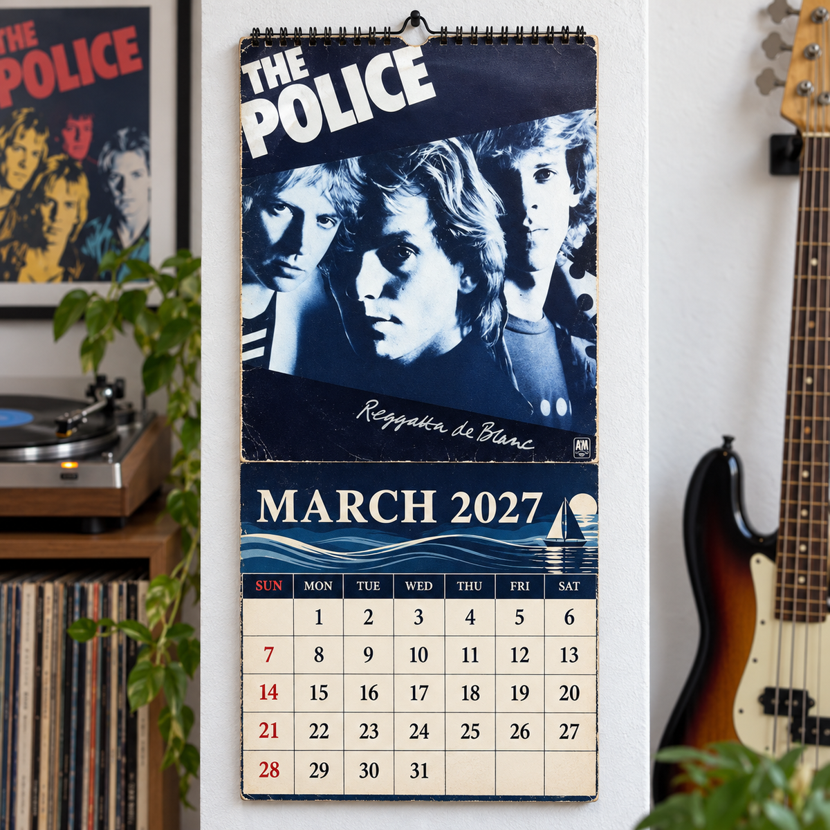 The Police 2027 Wall Calendar - Album Cover Collage & New Wave Discography Art | Rock Fan Gift & Hanging Decor