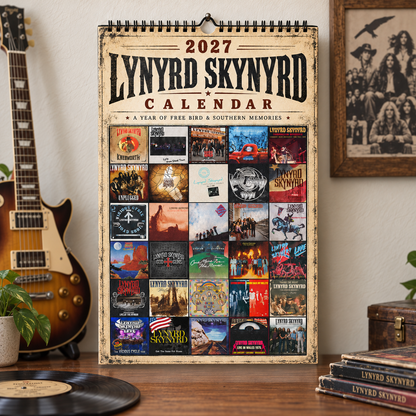 Lynyrd Skynyrd 2027 Wall Calendar - Album Cover Collage & Southern Rock Discography Art | Premium Classic Rock Fan Gift & Hanging Decor