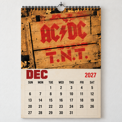 AC/DC 2027 Calendar - Classic Hard Rock Band Wall Planner, Unique Gift for AC/DC Fans