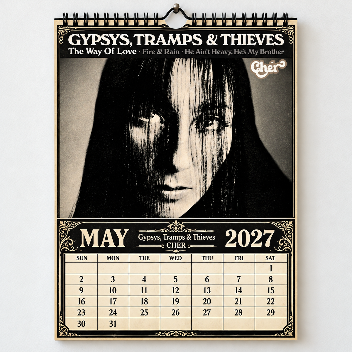 Cher 2027 Album Cover Calendar - Classic Art Wall Planner, Music Keepsake Fan Gift