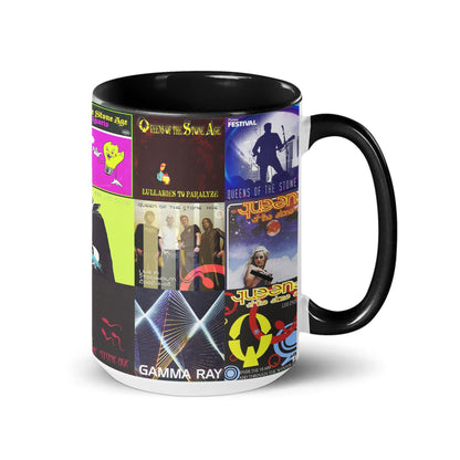 Queens of the Stone Age Black Two-Tone Accent Coffee Mug - Classic Band Album Covers Collage Mug