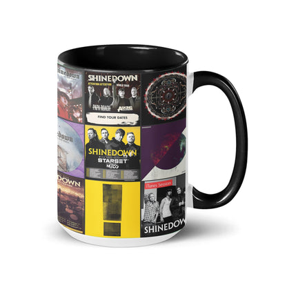 Shinedown Black Two-Tone Accent Coffee Mug - Classic Band Album Covers Collage Mug