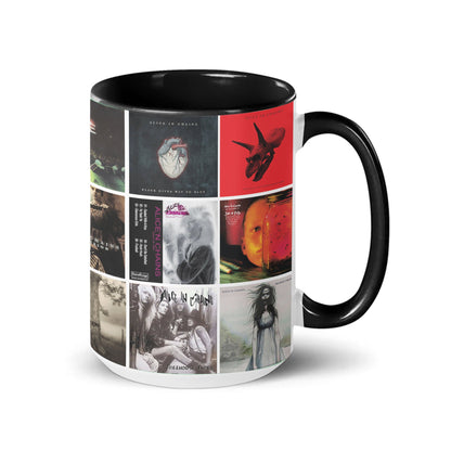 Alice In Chains Black Two-Tone Accent Coffee Mug - Classic Band Album Covers Collage Mug