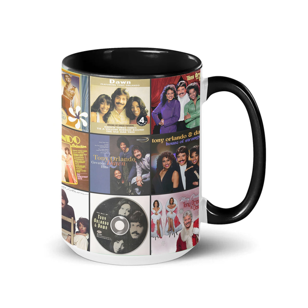 Tony Orlando & Dawn Accent Mug – Pop & Soul Classics Album Collage Gift
