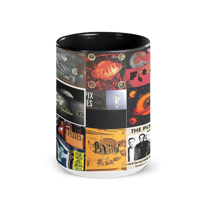 Pixies Black Two-Tone Accent Coffee Mug - Classic Band Album Covers Collage Mug