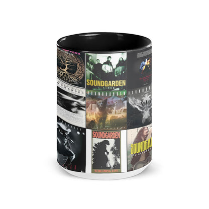 Soundgarden Black Two-Tone Accent Coffee Mug - Classic Band Album Covers Collage Mug