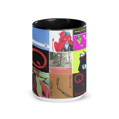 Queens of the Stone Age Black Two-Tone Accent Coffee Mug - Classic Band Album Covers Collage Mug