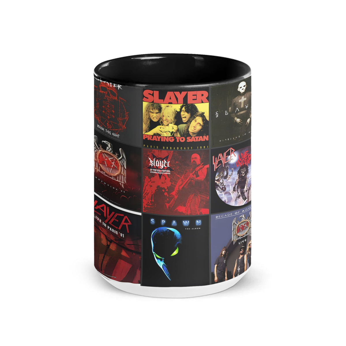 Slayer Album Art Collection Accent Mug for Metal Fans – Heavy Metal Coffee Cup Gift