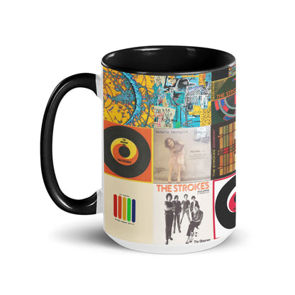 The Strokes Accent Black Two-Tone Accent Coffee Mug - Classic Rock Band Album Covers Collage Mug