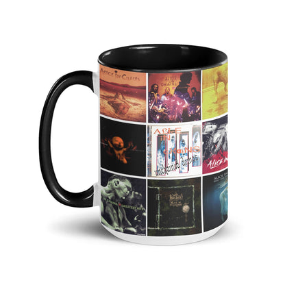 Alice In Chains Black Two-Tone Accent Coffee Mug - Classic Band Album Covers Collage Mug