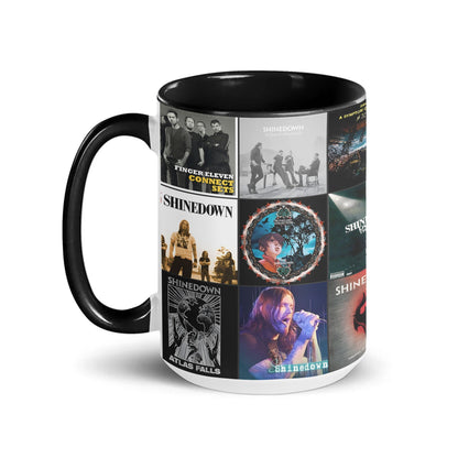Shinedown Black Two-Tone Accent Coffee Mug - Classic Band Album Covers Collage Mug